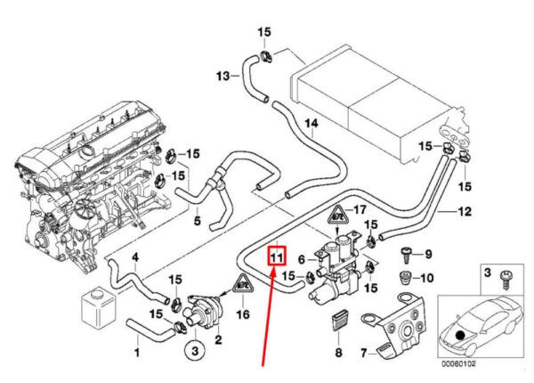 BMW 7 E38 Heater Water Cooling Hose Pipe 64218371386 NEW ORIGINAL - Image 5