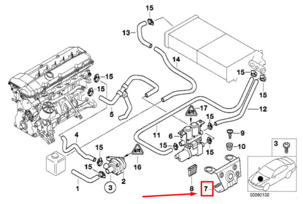 BMW 5 E39 water valve mount 8150971 64528150971 NEW ORIGINAL - Image 4