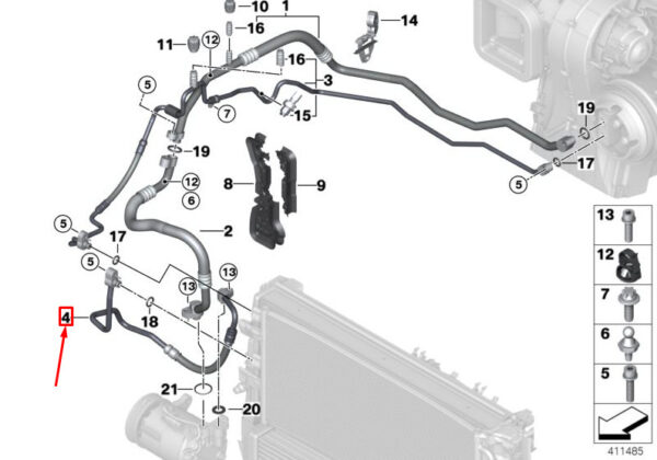 NEW MINI COOPER F56 COMPRESSOR-CONDENSER PRESSURE HOSE 64539209726 - Image 4