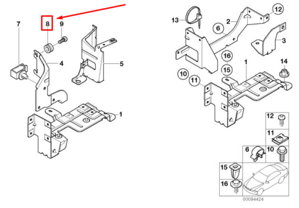 BMW 5 E39 CD changer holder female 65128363548 8363548 NEW ORIGINAL - Image 4