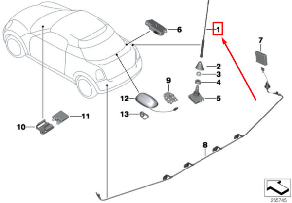 MINI COUPE R58 Antenna Rod 65209170351 9170351 NEW GENUINE - Image 5