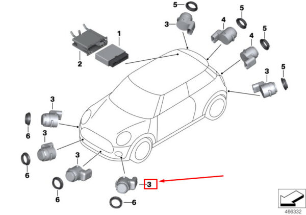 MINI CLUBMAN F54 PDC Rear Outdoor Parking Sensor 9302550 66209302550 NEW ORIGINAL - Image 4