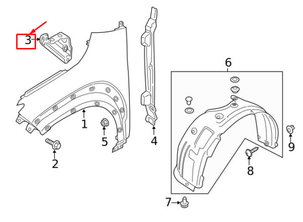 66331J9000 Hyundai Kona MK1 Front Left Fender Bracket 66331J9000
