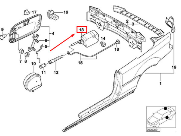 BMW 3 E46 fuel cap lock actuator 67116988090 6988090 NEW ORIGINAL