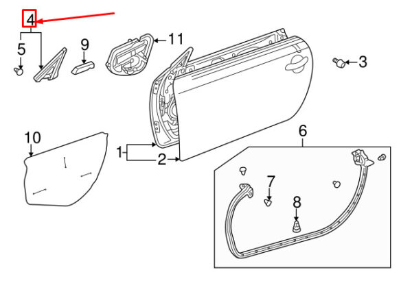 Lexus SC Z40 Front Left Door Mirror Seal 6786424020 NEW Genuine - Image 3