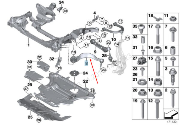 NEW BMW 7 G11 FRONT LEFT LOWER CONTROL ARM 31106861157 6861157 2016 OEM - Image 2