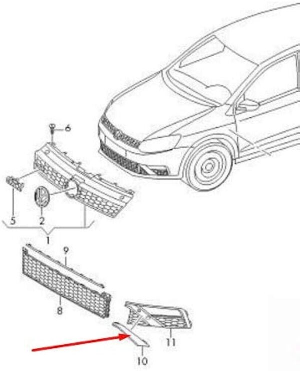 VW POLO GTI 15-17 Front Bumper Lower Left Grille N/S Trim Primed - Image 3