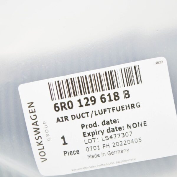 VW POLO 6R engine airborne intake pipe 6R0129618B new