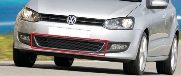 VW POLO 2010-2014 FRONT BUMPER LOW GRILL BLACK WITH CHROME TRIM - Image 3