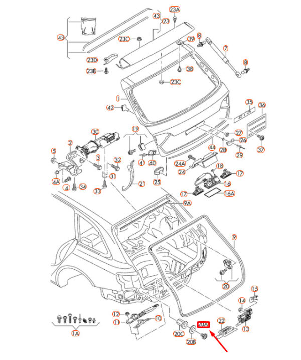 NEW AUDI Q5 8R LOWER TAILFLAPS WIRE 6X0827951B ORIGINAL - Image 4