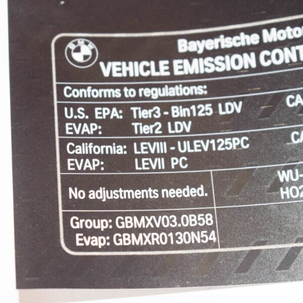 BMW 3 F30 exhaust emission label 71228656087 8656087 REAL NEW - Image 4