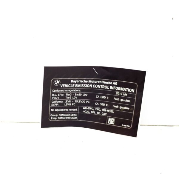 BMW 3 SERIES G20 EXHAUST LABEL 71229488765 NEW ORIGINAL - Image 4