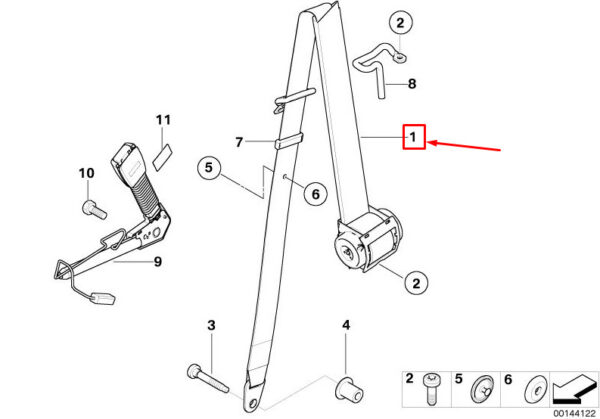 MINI CONVERTIBLE R52 FRONT LEFT UPPER SEAT BELT 72117077361 NEW GENUINE - Image 4