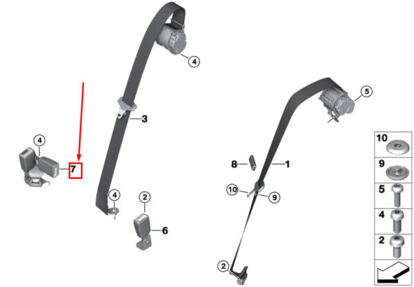 BMW X3 G01 seat belt lock rear right 72117414288 NEW original - Image 4