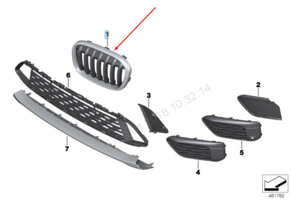 NEW BMW X1 F48 RADIATOR LEFT GRILLE SPORT LINE 51117383363 7383363 2015 OEM - Image 2