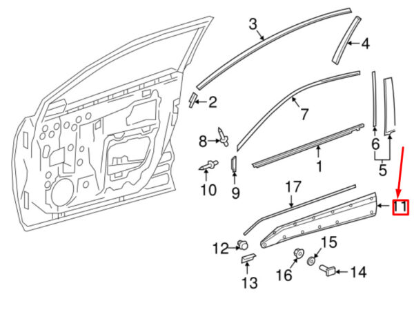 Toyota C-HR X1 Rear Left Door Lower Molding 75078-10011 NEW GENUINE - Image 6