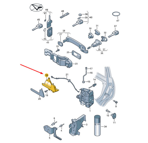 VW TRANSPORTER T5 Front Left Door Inner Actuator 7H08371139B9 NEW GENUINE - Image 3