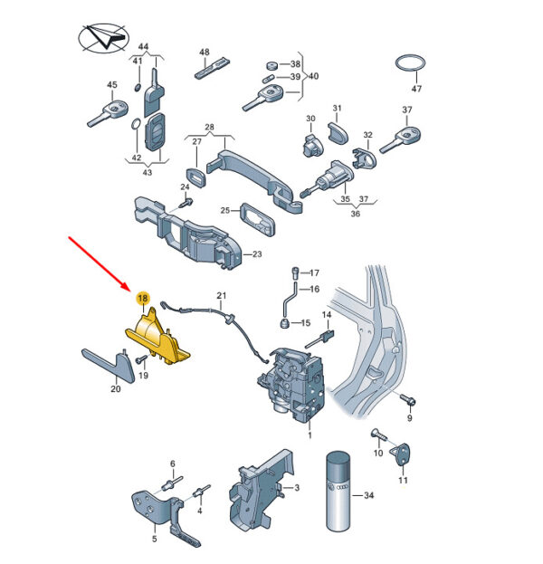 VW TRANSPORTER T5 Front Right Door Inner Actuator 7H08371149B9 NEW GENUINE - Image 3