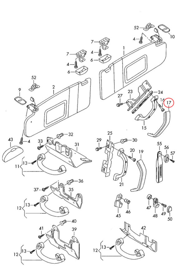 NEW VOLKSCAR TRANSPORT INTERIOR HANDLE COVER CAP 7H08576279B9 ORIGINAL - Image 3