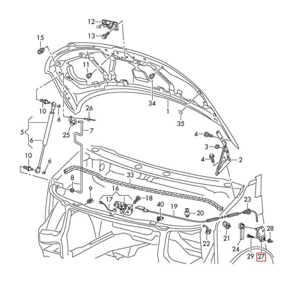 VW Transporter 03-16 Original Hood Left Bracket 7H1823633B - Image 4