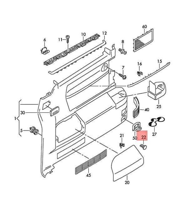 VW T5 T6 clip original left rear trunk cover 7H5867549 - Image 3