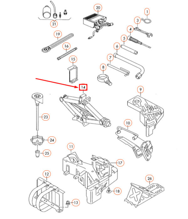 NEW VOLKSWAGEN TOUAREG 7L LIFT JACK 7L6011031B - Image 5