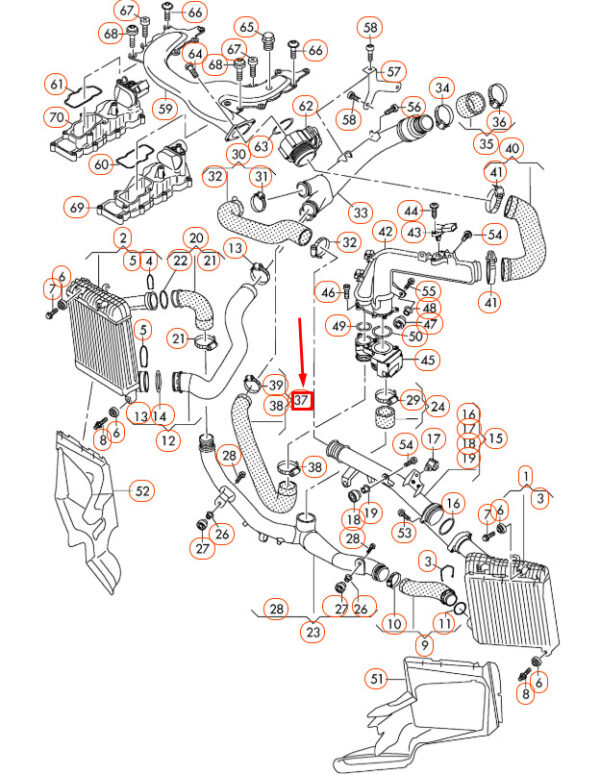 NEW AUDI Q7 4L CHARGE AIR COOLER PRESSURE HOSE 7L6145790J ORIGINAL - Image 4