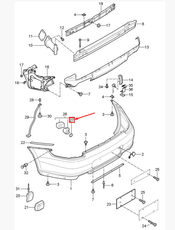 New Porsche Cayman 987 Rear Parking Aid Sensor Gasket 7L6919659 Genuine - Image 3