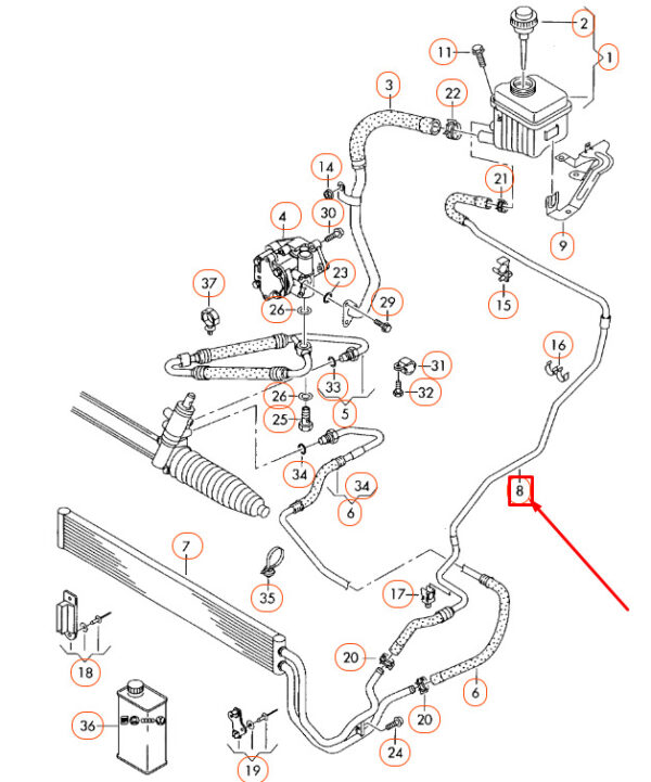 NEW AUDI Q7 4L POWER STEERING RETURN HOSE 7L8422890 ORIGINAL - Image 4
