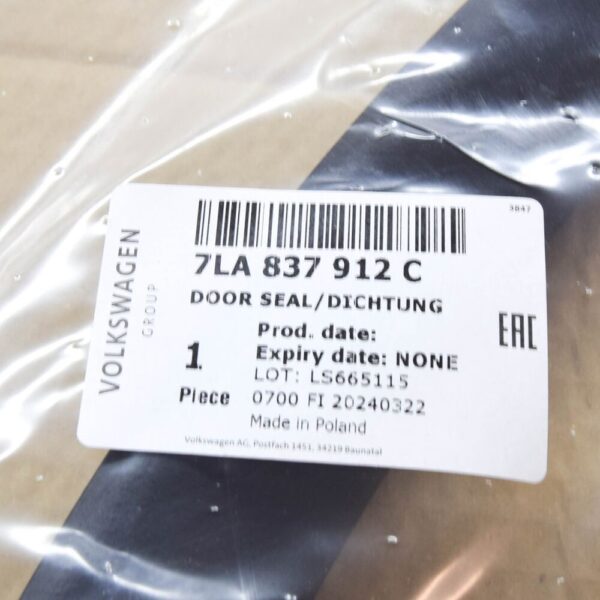 Volkswagen MULTIVAN T7 interior door seal front right 7LA837912C NEW ORIGINAL