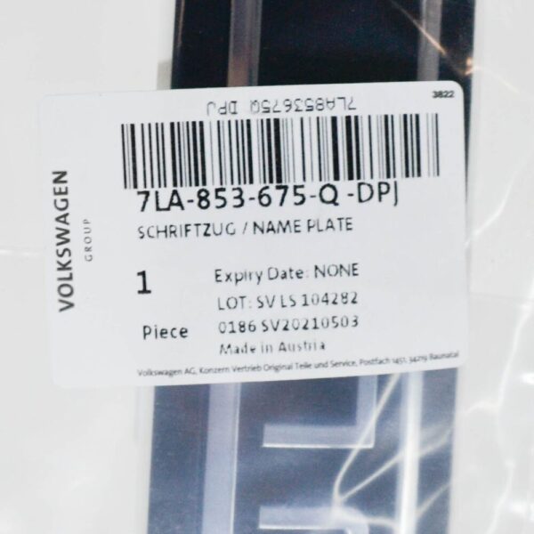 VW TRANSPORTER T6 Front Left Wing Side Badge 7LA853675QDPJ NEW GENUINE