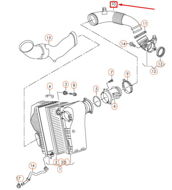 NEW VOLKSWAGEN TOUAREG 7P AIR INTAKE HOSE 7P0129627E ORIGINAL - Image 4