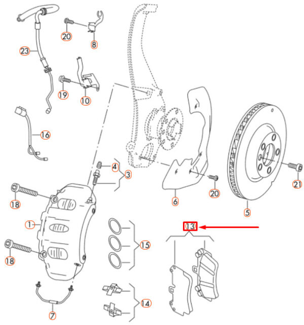 New VOLKSWAGEN TOUAREG 7P MK2 FRONT BRAKE PADS SET 7P0698151D GENUINE - Image 4