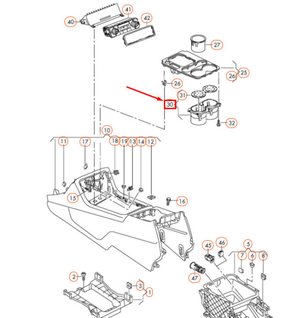 NEW VOLKSWAGEN TOUAREG 7P CENTRE CONSOLE DRINKS HOLDER 7P68586029B9 - Image 5