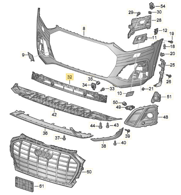 Audi SQ5 2023 Original Grille 80A807647H9B9 - Image 3