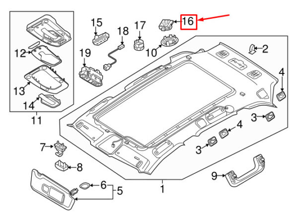 Audi A6 C8 interior reading light 80A947291B NEW ORIGINAL - Image 3