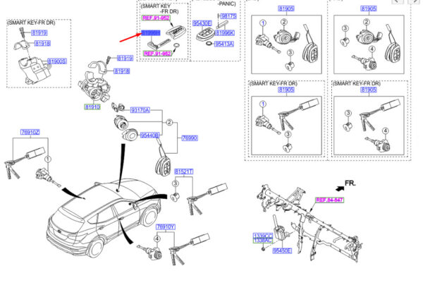 819962W040 Hyundai Santa Fe MK3 DM Blanking Pic Key 819962W040 NEW ORIGINAL