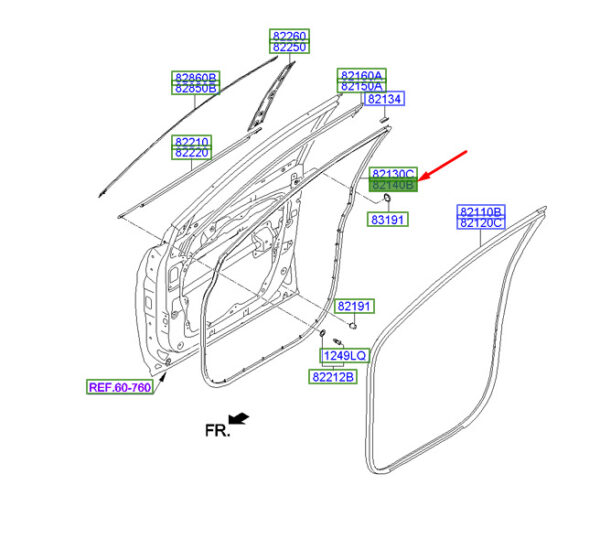 821402W000 Hyundai Santa Fe MK3 DM door gasket front right 821402W000