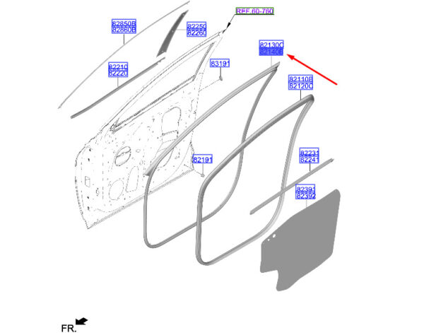82140N7000 Hyundai Tucson NX4 MK4 Front Right Door Gasket 82140N7000 NEW ORIGINAL