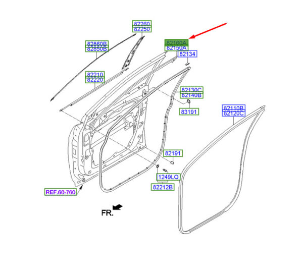 821602W000 Hyundai Santa Fe MK3 Top Front Right Door Gasket 821602W000 NEW ORIGINAL