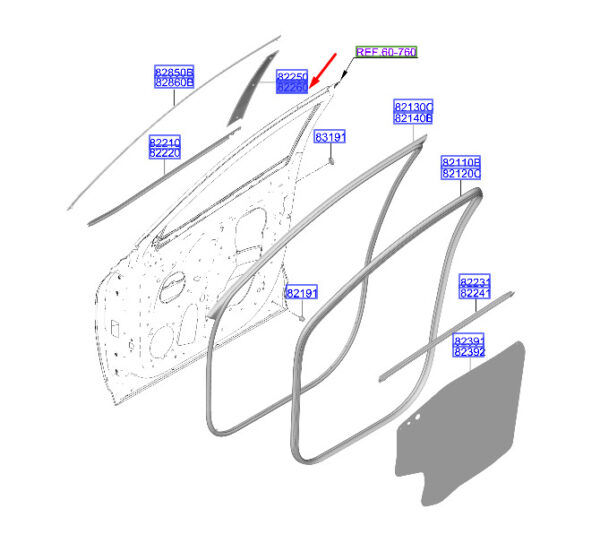 82260N7000 Hyundai Tucson NX4 MK4 B-Pillar Front Right Door Trim 82260N7000 NEW