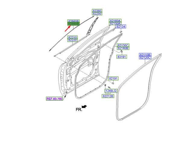 828502W000 Hyundai Santa Fe MK3 DM Door Frame Front Left Top Bar 828502W000 NEW