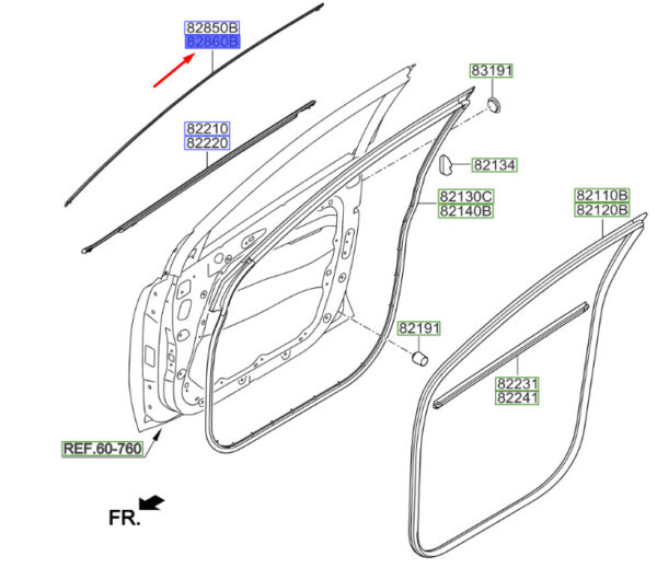 82860D9000 Kia Sportage QL MK4 Top Front Right Door Trim 82860D9000 NEW ORIGINAL
