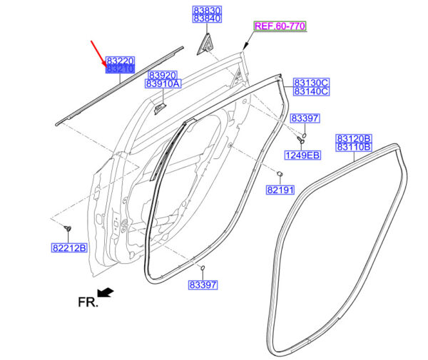 83210A5010 Hyundai i30 MK3 door window strip rear left outside 83210A5010 NEW ORIGINAL