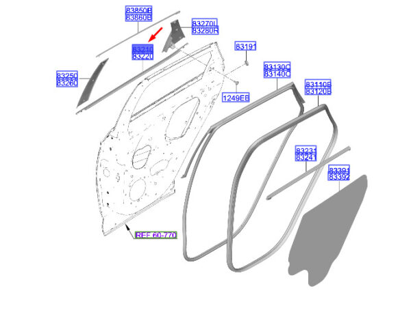 83210N7000 Hyundai Tucson NX4 door rubber rear left outside 83210N7000 NEW ORIGINAL