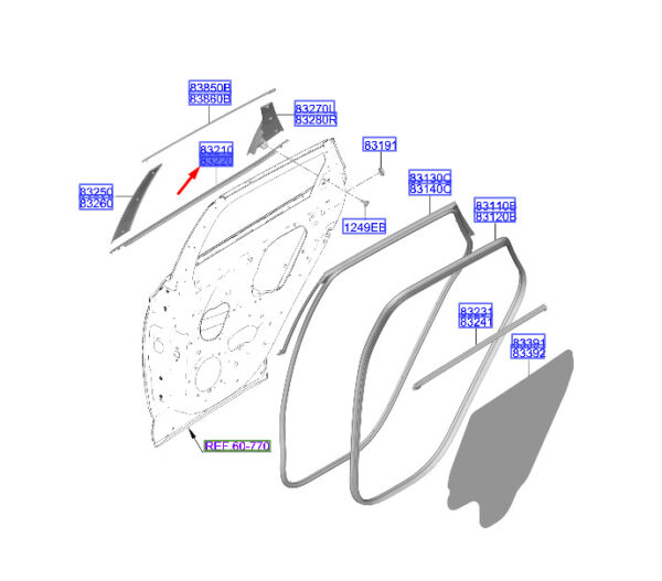 83220N7000 Hyundai Tucson NX4 MK4 Door Belt Outer Band Rear Right 83220N7000 Original Part