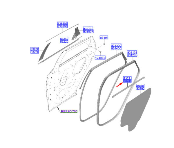 83240N7000 Hyundai Tucson NX4 Door Belt Interior Band Right Rear 83240N7000 NEW ORIGINAL