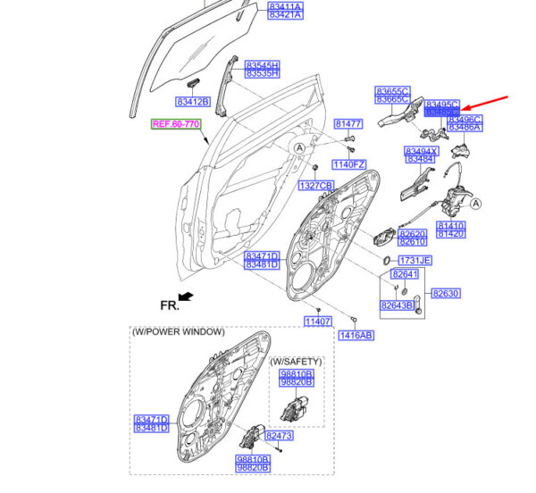 83485A6000 Hyundai i30 MK3 External Handle Mount Rear Left 83485A6000 Original Part