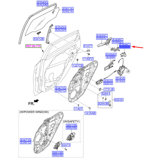 83486A6000 Hyundai i30 MK3 door lock adapter rear left 83486A6000