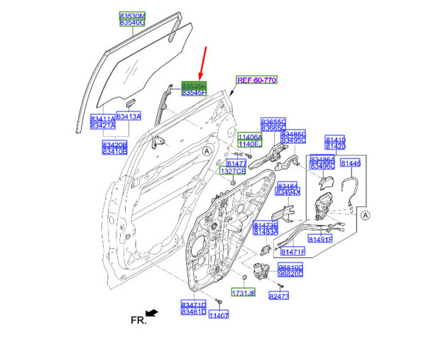 835352W000 Hyundai Santa FE MK3 Left Rear Dr Delta Lower Run Channel 835352W000 New